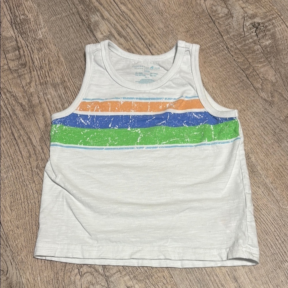 White Kids Tank Top with Colorful Stripes